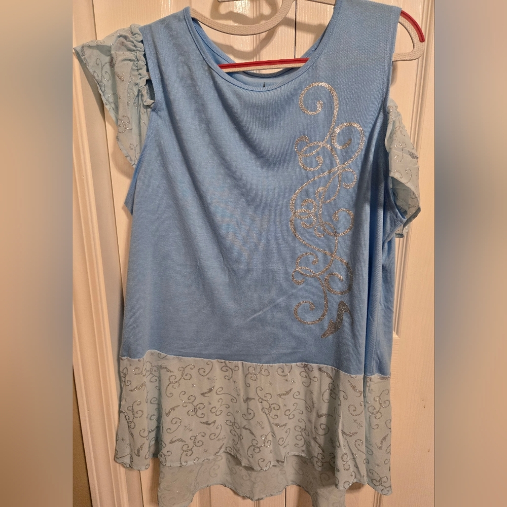 Disney Parks Cinderella Womens Blue Cold Shoulder T Shirt Costume Tunic